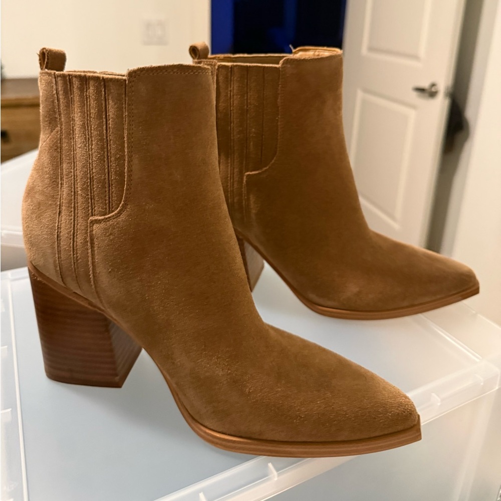 Marc Fisher Tan Suede Ankle Booties